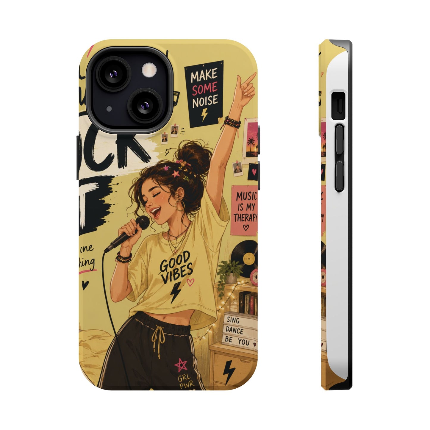 Singer Illustration Phone Case — 'Good Vibes' Magnetic Impact-Resistant Case