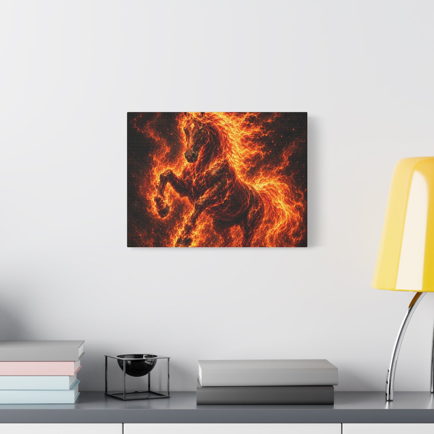Fiery Horse Canvas Wall Art – Flaming Stallion Matte Stretched Print