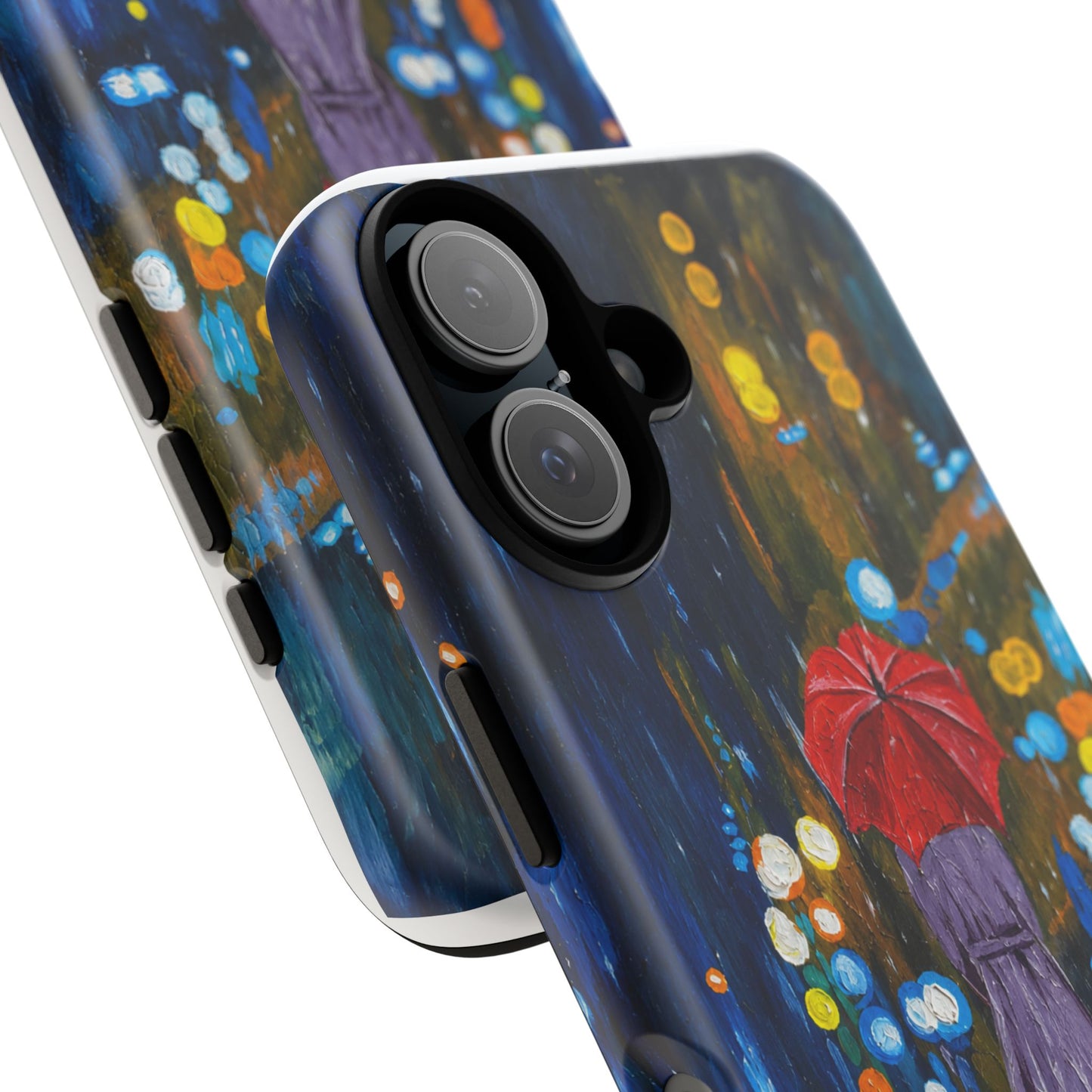 Rainy Night Phone Case — Woman with Red Umbrella Art