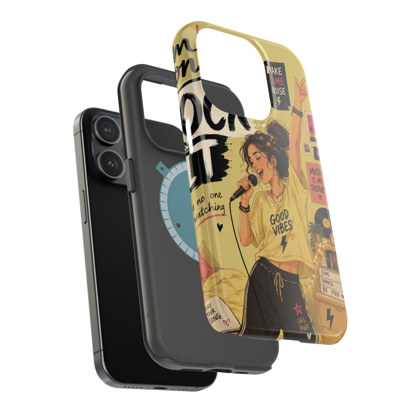 Singer Illustration Phone Case — 'Good Vibes' Magnetic Impact-Resistant Case