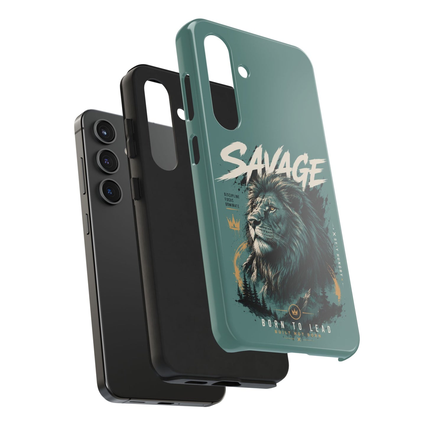 Savage Lion Tough Phone Case – 'Born to Lead' Rugged Protective Cover