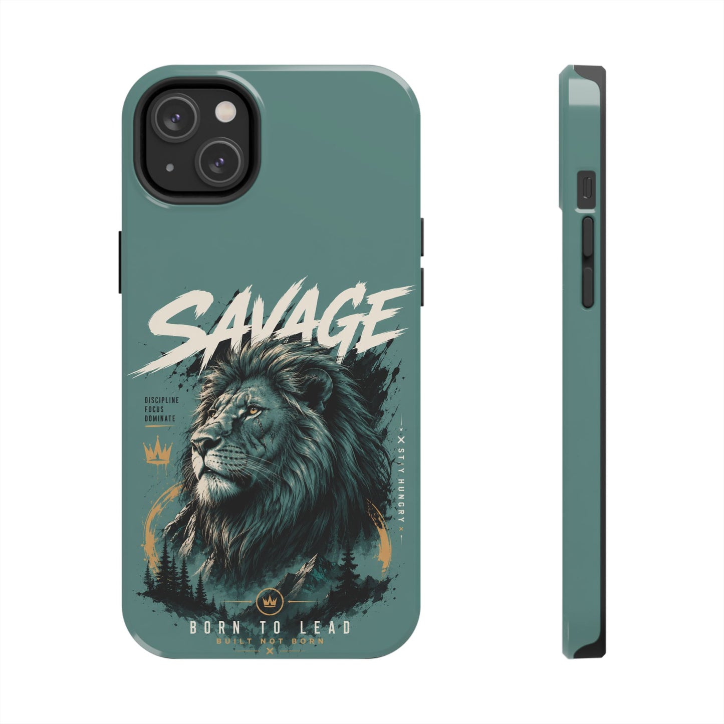 Savage Lion Tough Phone Case – 'Born to Lead' Rugged Protective Cover