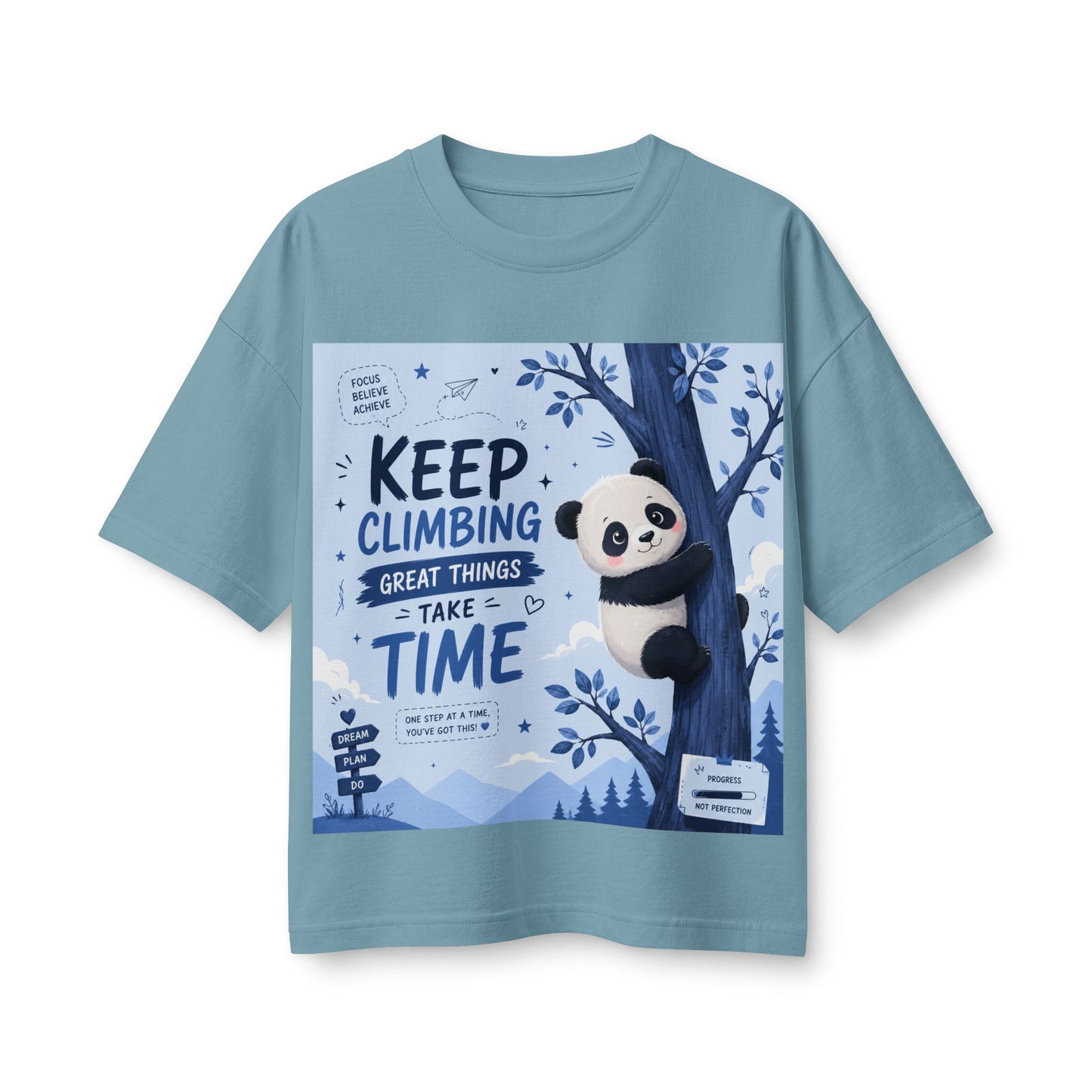 Keep Climbing Panda Tee — Inspirational Women’s Graphic T-Shirt