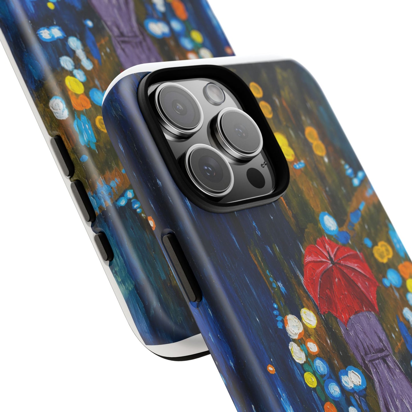 Rainy Night Phone Case — Woman with Red Umbrella Art