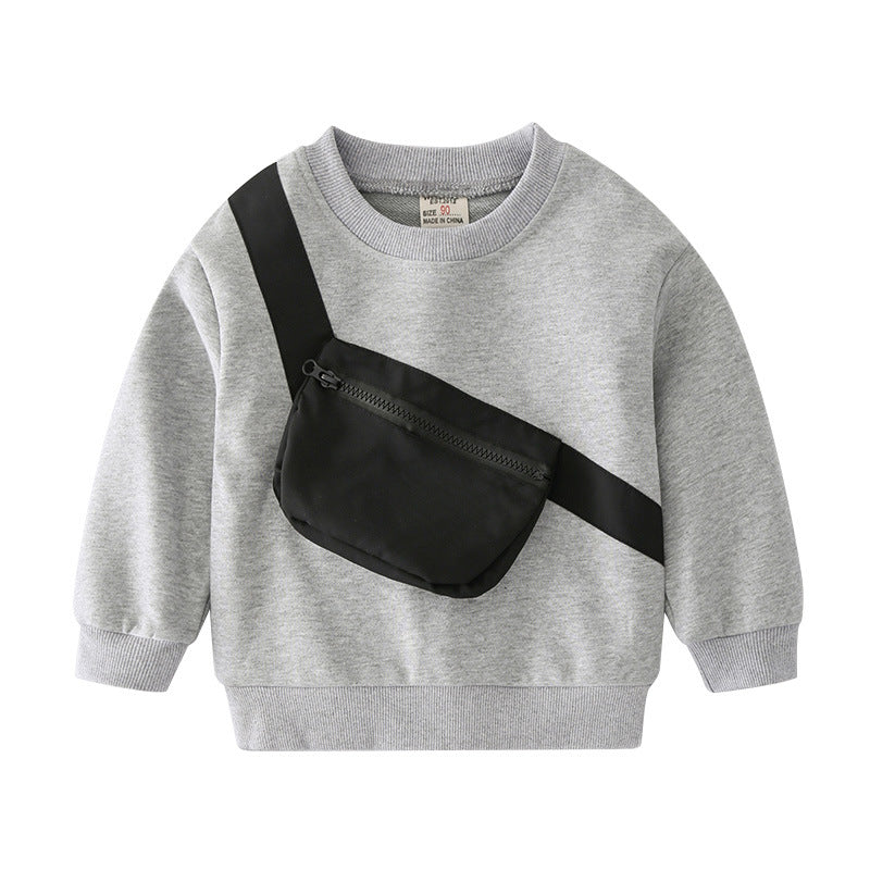 Non-Hooded Sweatshirt for Kids, Comfortable and Breathable Long Sleeve Sweatshirt for Boys