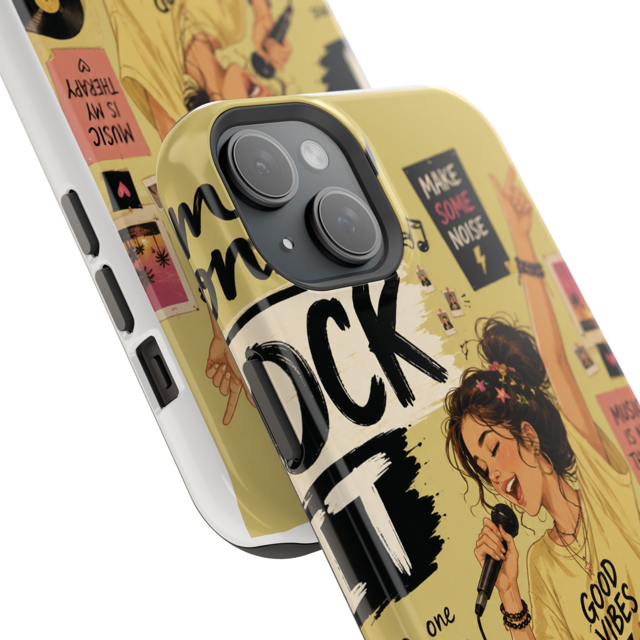 Singer Illustration Phone Case — 'Good Vibes' Magnetic Impact-Resistant Case