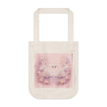 Swan Heart Organic Canvas Tote — Pastel Floral Eco-Friendly Bag