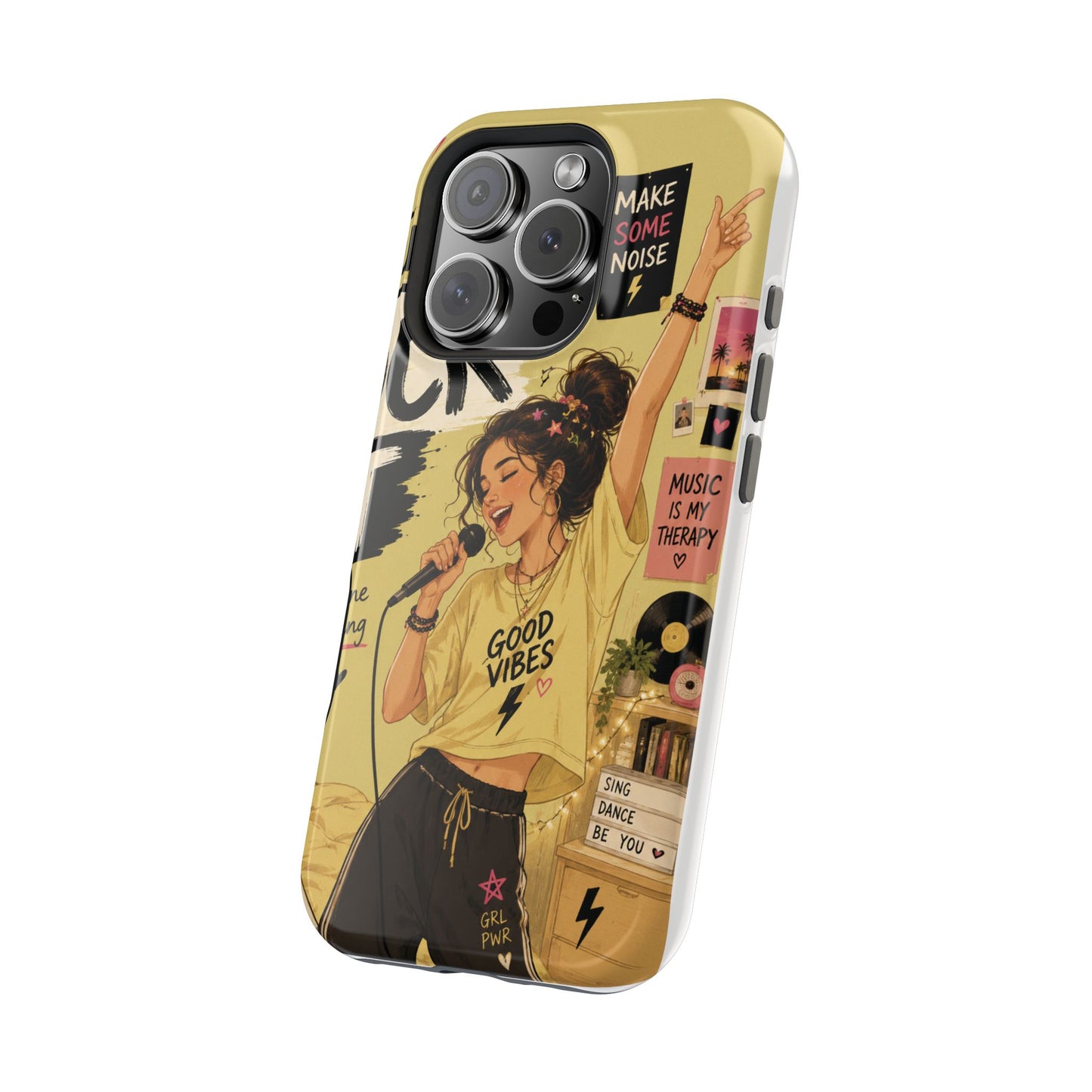 Singer Illustration Phone Case — 'Good Vibes' Magnetic Impact-Resistant Case