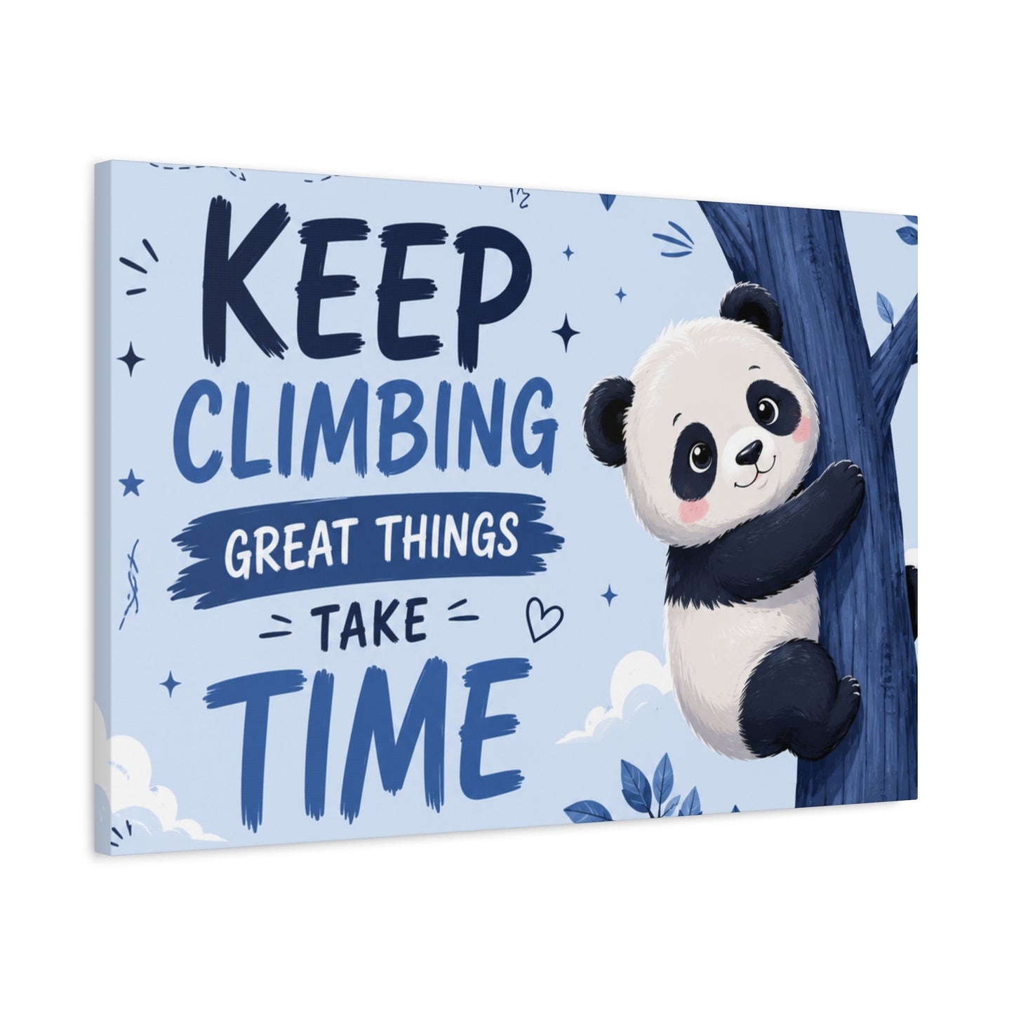 Keep Climbing Panda Canvas Wall Art – Cute Inspirational Nursery Decor for Kids Bedroom & Playroom