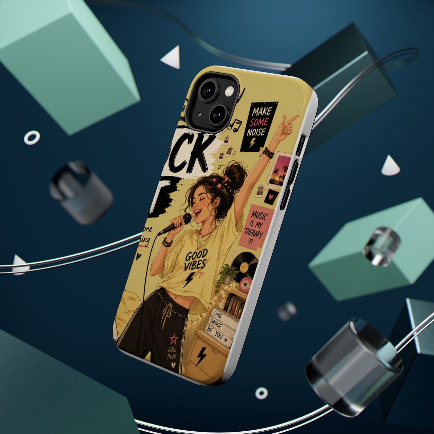Singer Illustration Phone Case — 'Good Vibes' Magnetic Impact-Resistant Case