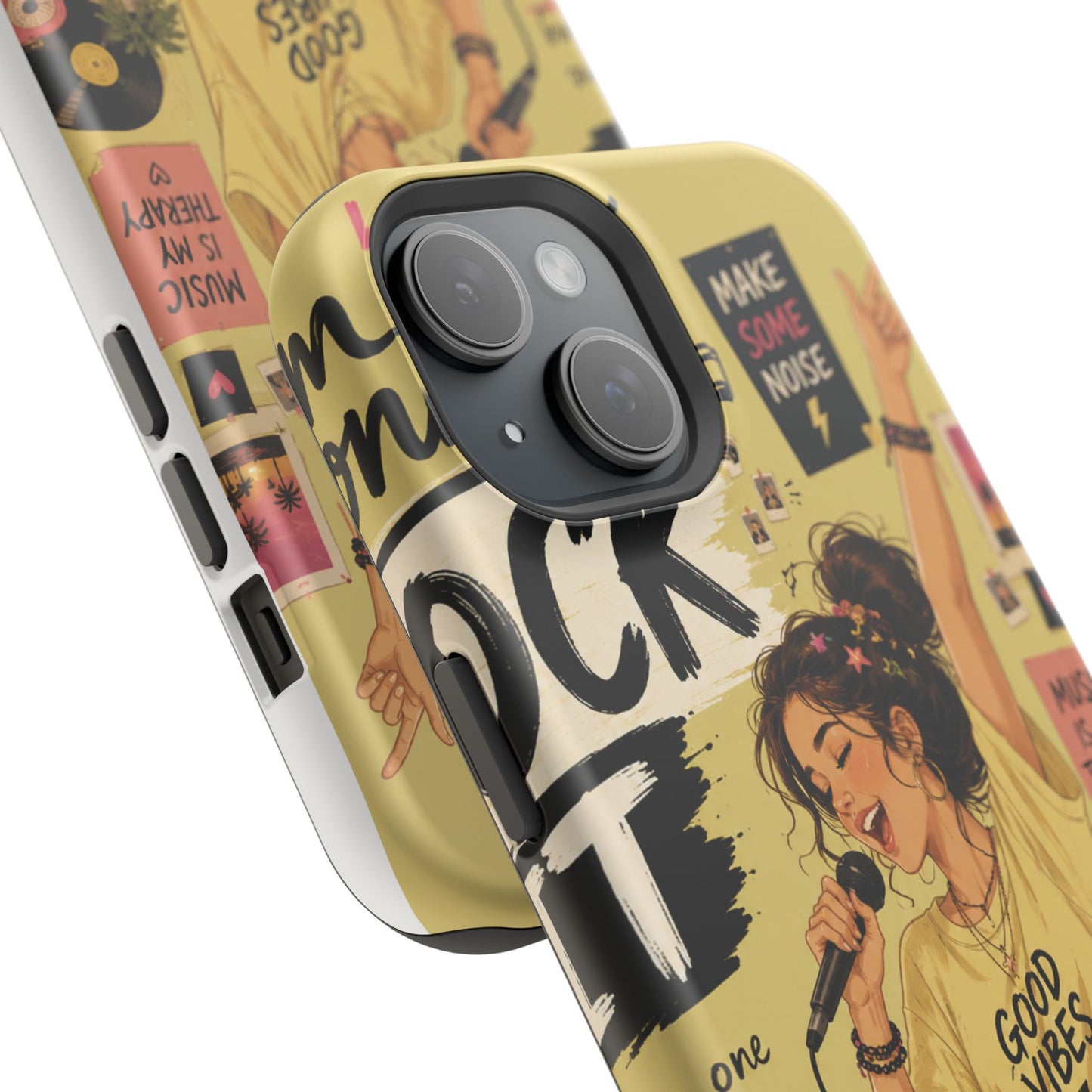 Singer Illustration Phone Case — 'Good Vibes' Magnetic Impact-Resistant Case