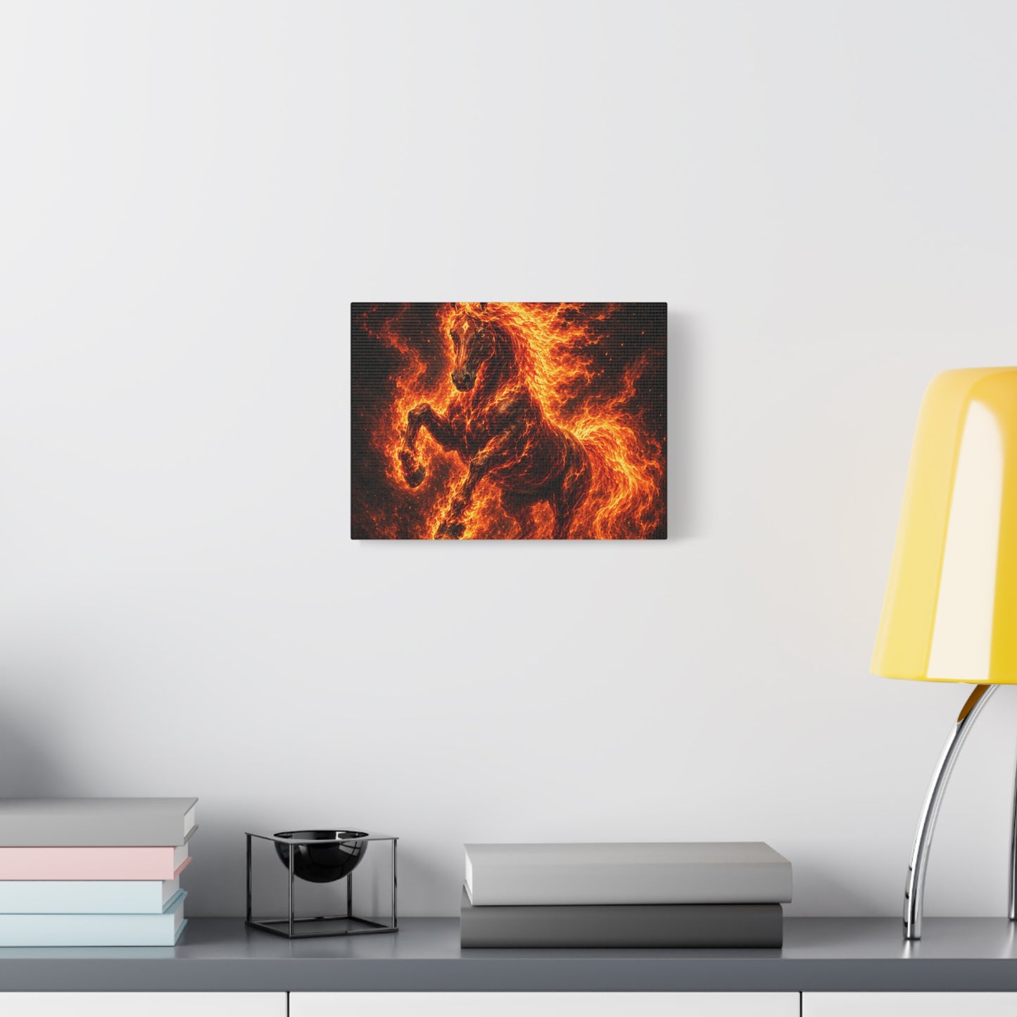 Fiery Horse Canvas Wall Art – Flaming Stallion Matte Stretched Print