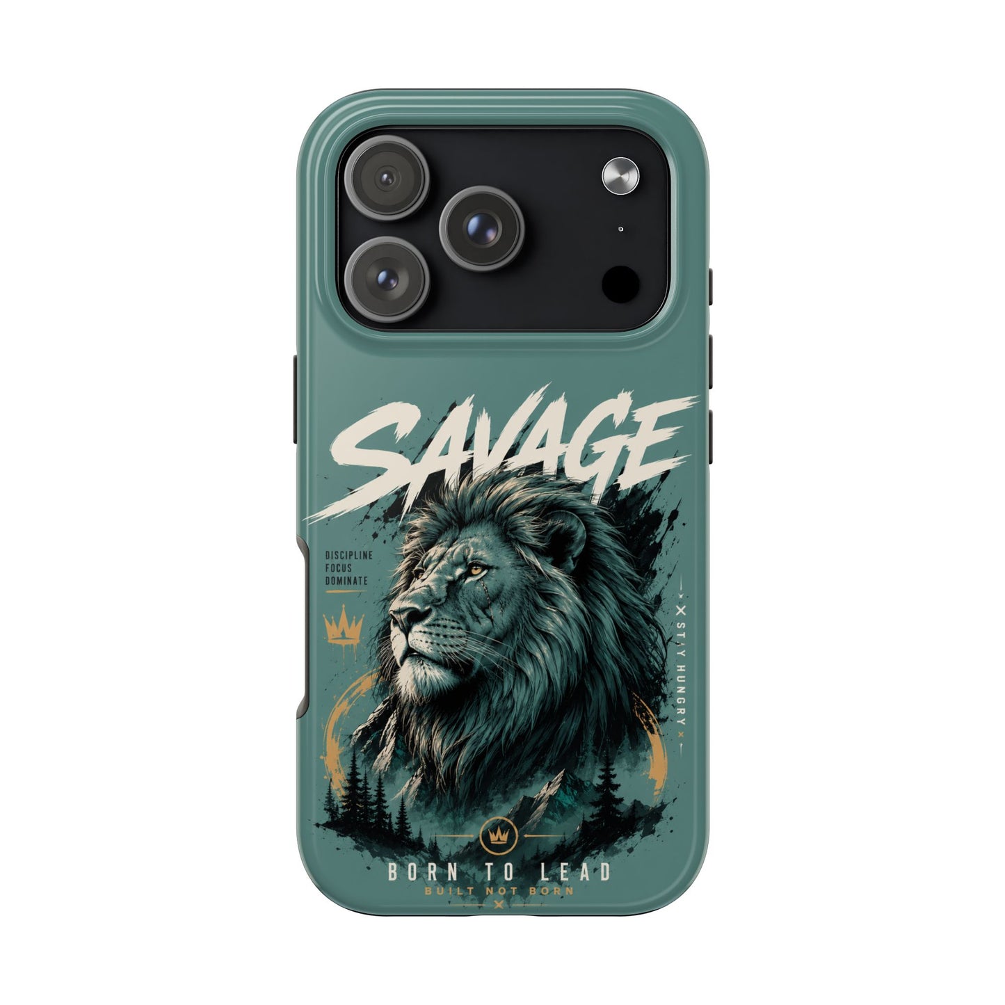 Savage Lion Tough Phone Case – 'Born to Lead' Rugged Protective Cover