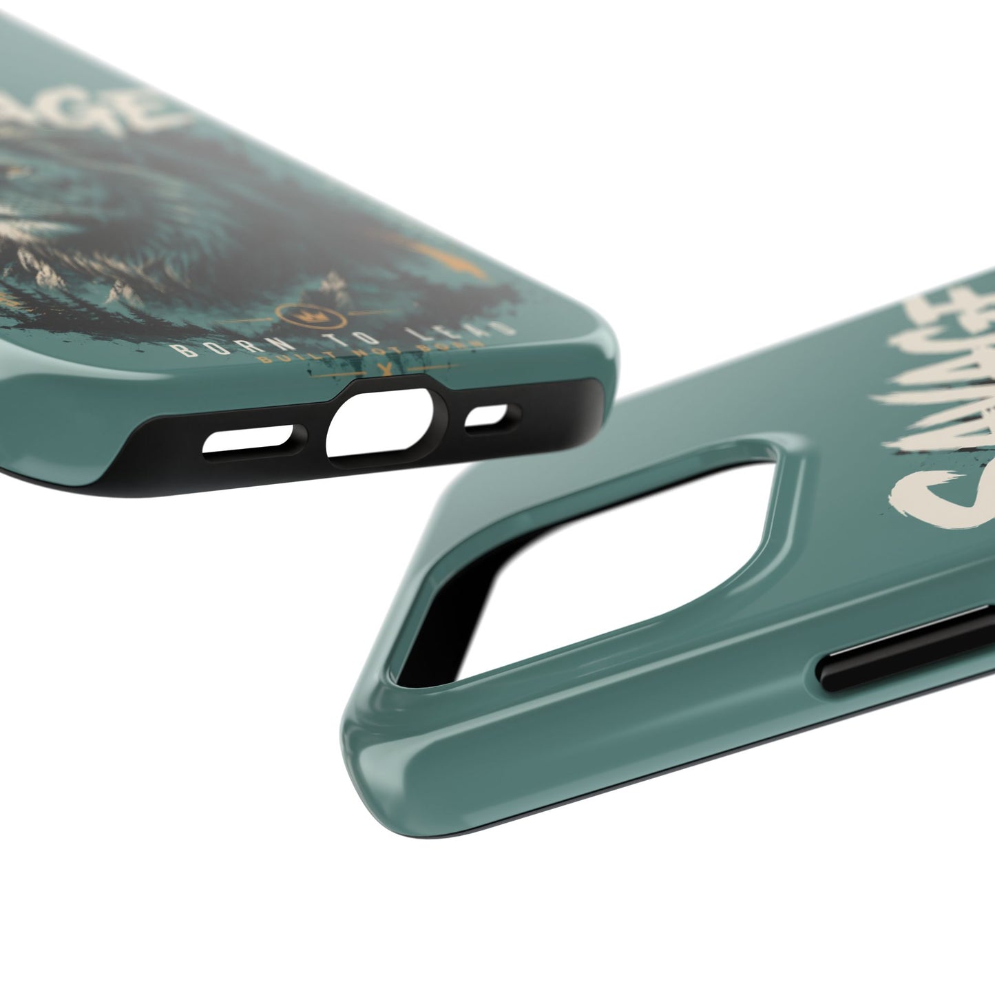 Savage Lion Tough Phone Case – 'Born to Lead' Rugged Protective Cover