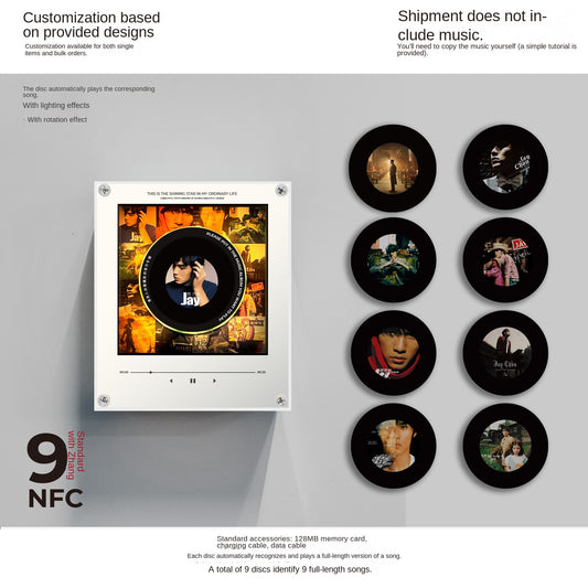 Rotating Music Disc Night Light Magnetic Fridge Magnet NFC Sensing Singing Acrylic Cross-border Factory Direct Sales